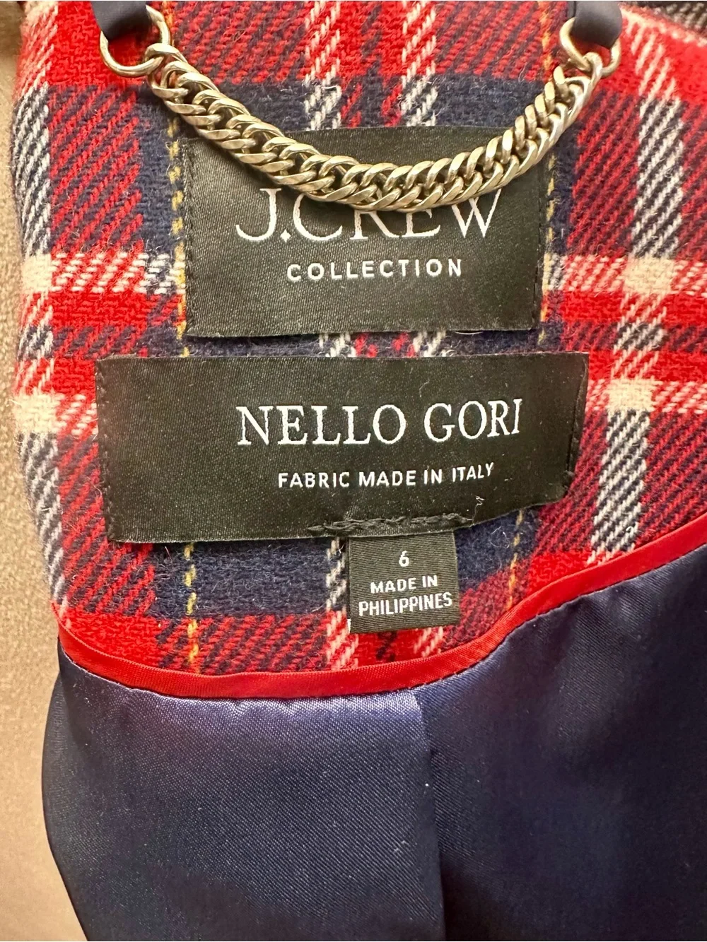 Red & Navy Plaid Women's Blazer
